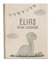 Personalisierte Zeugnismappe aus Birkenholz - Individuelles Geschenk zur Einschulung mit Namen - DIN A4 - Zeugnisringbuch Mädchen & Jungen - hellomini (Dino grau)