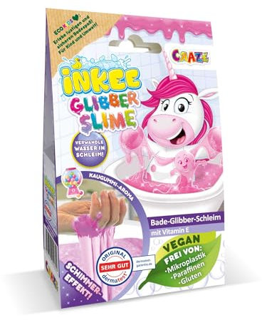 INKEE Slime para la bañera de color rosa con aroma a chicle, Convierte El Agua En Slime, incluye efecto brillo (sin microplásticos), para 25 litros