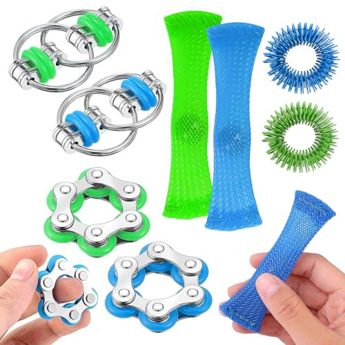 8 Stück Anti Stress Spielzeug,Akupressur Ring, Schlüssel-Flip-Ketten, Rollenketten, Spielzeug Anti Stress für Erwachsene und Kinder
