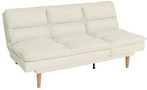 Mendler Schlafsofa HWC-M79, Gästebett Schlafcouch Couch Sofa, Schlaffunktion Liegefläche 180x110cm - Stoff/Textil Creme