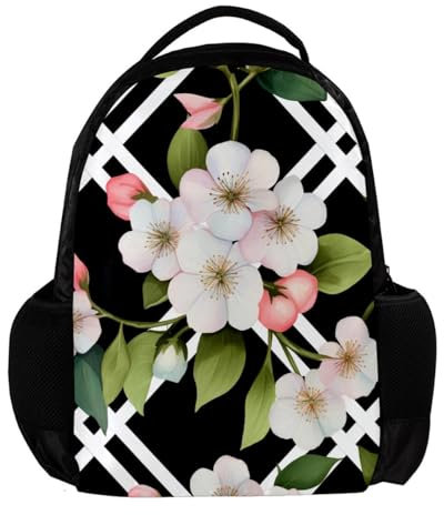 WOSHJIUK Reiserucksack für Männer,Rucksack für Frauen,Weiße Blüten Blume mit Blumen,Rucksack