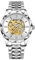 JewelryWe Herrenuhr Automatik Uhr Herren: 30m Wasserdicht Automatisch Mechanisch Armbanduhr Männer Leuchtend Skelett Militär Automatikuhr mit Silber Edelstahl Armband und Weiß rundem Zifferblatt