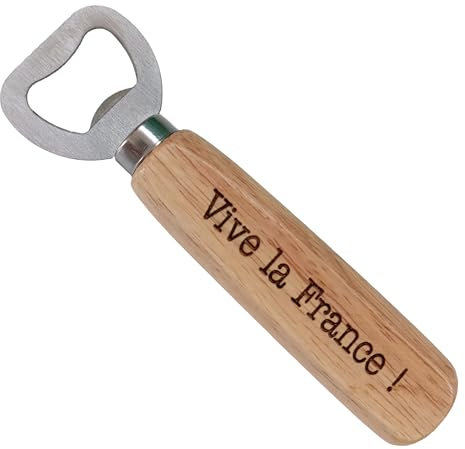 Vive la France - Décapsuleur en bois Gadget de Cuisine pour Supporter de l'Equipe de France Ouvre Bouteille Patriotique Pour les Compétitions Sportives Coupe du Monde