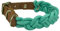 Pfoten Chic geflochtenes Tau Halsband | Tauhalsband geflochten für Hunde mit edlen Leder Applikationen | Leder Halsband (Mint, Beschläge Gold)