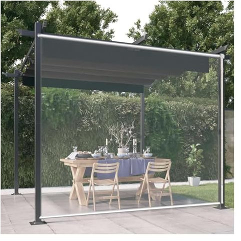 DGAMHF Tende a rullo in PVC trasparente per esterni, grandi tende a rullo impermeabili, tende avvolgibili per pergole/giardini/finestre, tende da pioggia in vinile trasparente da 0,5 mm (135 x 350 cm)