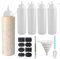 ZOCONE 4 Pcs 32oz/1000ml Plastic Sauce Bottles with Nozzles, Measured Squeeze Sauce Bottle with Accessory Set, Food Grade Refillable Ketchup Bottle, Clear Squeeze Bottle for Ketchup, Syrup, Dressings