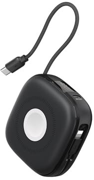 Charmast Batterie Externe,10000mAh Magnétique Power Bank avec USB C & Lighting Câbles Intégrés, 20W PD Charge Rapide Portable Chargeur, Affichage LED, pour iPhone, AirPods, iWatch, etc