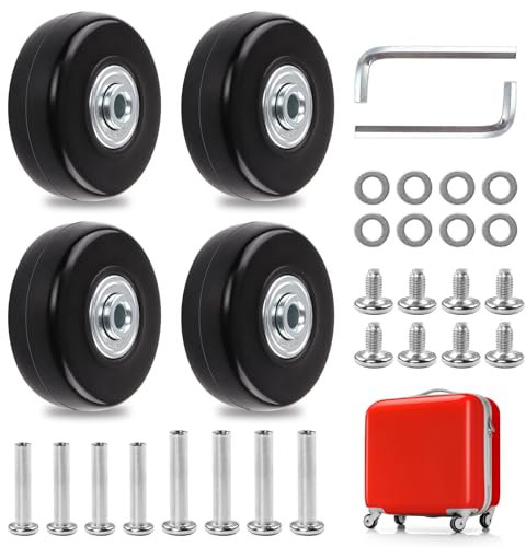 WEDAMOO 4 Stück Kofferrollen Ersatzrollen, 50x18 mm Gepäck Koffer Ersatzräder, Universal Gummi Ersatzrollen, Mute Gepäckkoffer Rad für Gepäckkoffer, Trolleys, Luggage, Skates