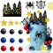 32Pcs Spider Cake Topper Spider Birthday Party Favors Supplies Decorations with Spider Web Stars Blue Red Black Balls Topper for Spider Hero Themed Birthday Anniversary Party