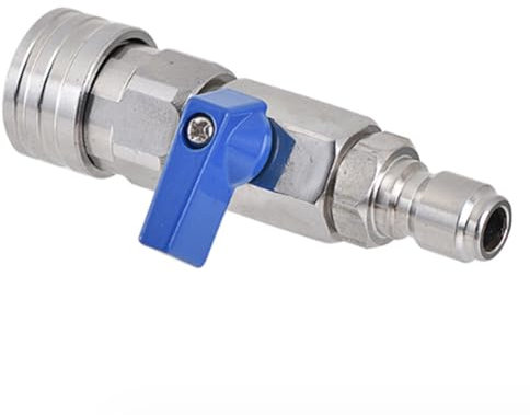 Okeeyseda 1 PCS High Pressure Washer Ball Valve Kit 3/8 NPT Quick Connector 4500 PSI Silver&Blue Metal for Power Washer Hose