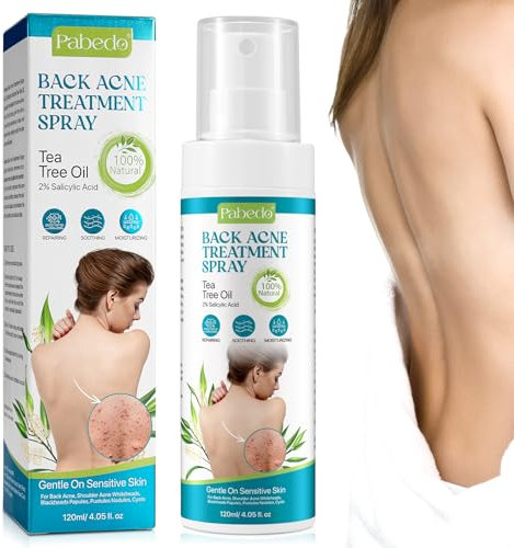Back Acne Treatment Spray 4.04 fl oz, 2% Salicylic Acid , Tea Tree Oil Spray with Aloe Vera, Body Acne Solution, Butt Clearing Treatment