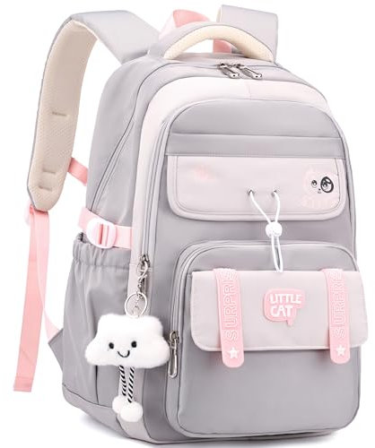 Ibalulu Schulrucksack Teenager Mädchen Schulranzen Rucksack Wasserdicht für Mädchen Jungen, Groß Schultasche mit Mehreren Fächern, Laptop Rucksack mit Charms für Die Schule, Reise Und Alltag