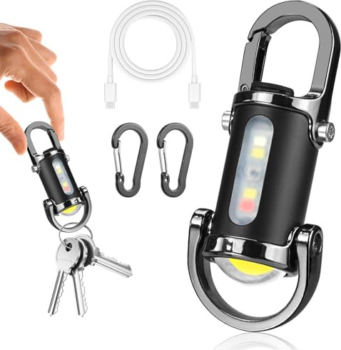 1200lm Super Bright Mini Keychain Flashlight Waterproof - Rechargeable LED Keychain Torch, Aluminum Alloy Version Keychain Flashlight, Compact & Portable Torch for Camping, Hiking, Emergency (Black)