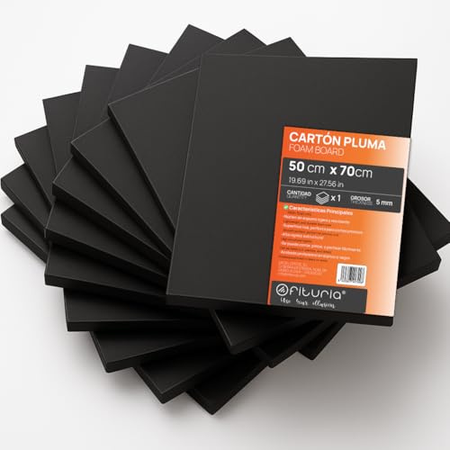 OFITURIA Schaumplatte Schwarz 50x70 cm, Platte aus expandiertem Polystyrol Leicht und Steif, Foamboard Vielseitig Schneidbar, Bastelarbeiten, Modelle und Ausstellungen, Hohe Qualität, 5 mm