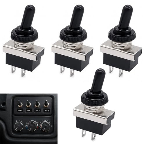 GSGFUIS Mini Kippschalter 12V wasserdicht – 4 Stück KN3D-101 Schalter mit Schutzhaube, zuverlässig für Auto- und Bootselektrik