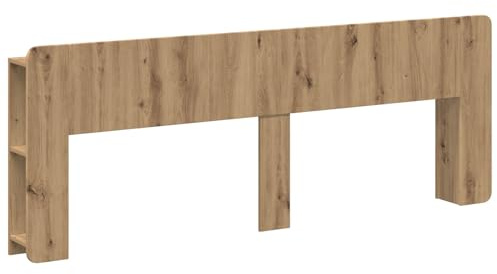 QJBSAVVA Kopfteil Schrank mit Stauraum, Bettkopfteil Regal aus Holzwerkstoff, Bett-Ablage hinter dem Bett für Schlafzimmer, Modernes U-Form Design, 215x18,5x80 cm, Artisan-Eiche