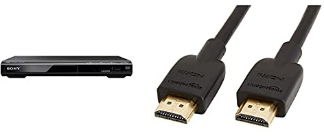 Sony DVP-SR760H Lettore DVD, Nero & Amazon Basics - Cavo HDMI 2.0 ad alta velocità, supporta Ethernet, 3D, video 4K e ARC, 0,91 m (standard più recente)