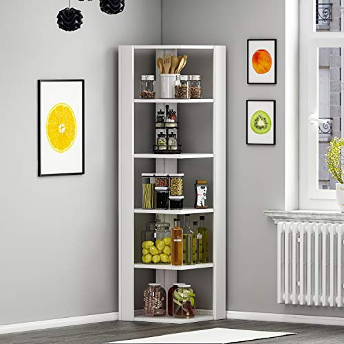 HOMIDEA Ankle Bibliothèque - Étagère de Rangement - Étagère d'angle - Étagère pour Bureau/Salon par Le Design Moderne (Blanc)