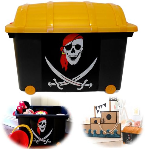 LS-LebenStil XL Kinder Piratenkiste 61x40cm Schatztruhe Spielkiste Pirat Rollbox