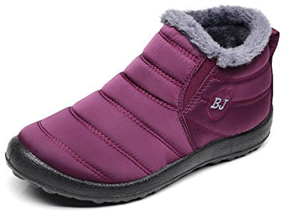 Stivaletti Donna,Popoti Stivali Inverno Caldo Neve Stivaletti Imbottiti di Unisex Impermeabile Appartamenti Stivaletti Antiscivolo Casual Camminate All'aperto (Vino Rosso, 38 EU)