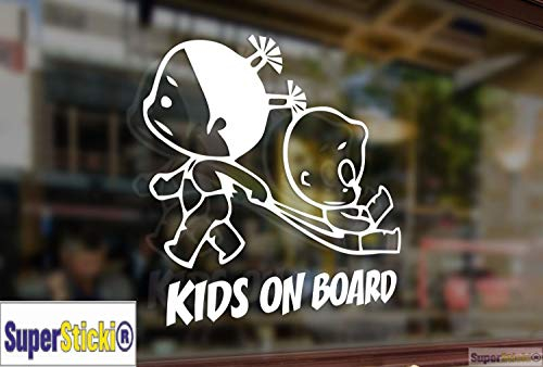 SUPERSTICKI Kids on Board Auto Aufkleber Tuning Fun Lustig ca 20cm Autoaufkleber Hochleistungsfolie für alle glatten Flächen UV und Waschanlagenfest Tuning Profi Qualität
