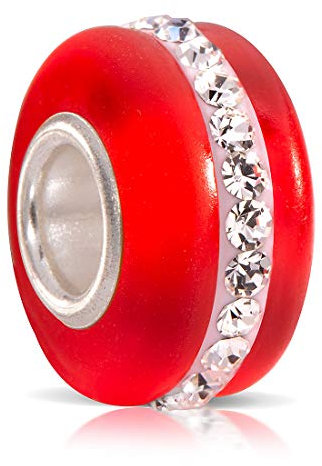 Materia Glas Beads Perlen rot - 925 Sterling-Silber Glasperlen Großlochperlen für Armband DIY Schmuck 622