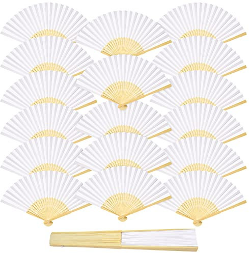 ZOOI Fächer Hochzeit, 18 Pack Fächer Weiß Handfächer Hochzeit Deko Faltfächer Gastgeschenk Fecher Sommer Hochzeit, Hochzeitsdeko Hand Fan Asiatische Deko für Geburttag Party Wedding, Wand Dekoration