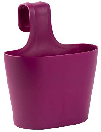 ENGELLAND 1 x Blumentopf zum Auf-Hängen, Geländertopf, Lila, Hängetopf, Balkon-Kasten, oval, Übertopf, Pflanzkasten, mit Wasserspeicher/Wasserauffangschale, 2,8 Liter
