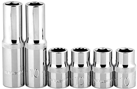 Car Guy Tools 10mm Socket Six Pack (3/8 Drive, Multi-Type: 12pt, 6pt, Deep, Shallow)