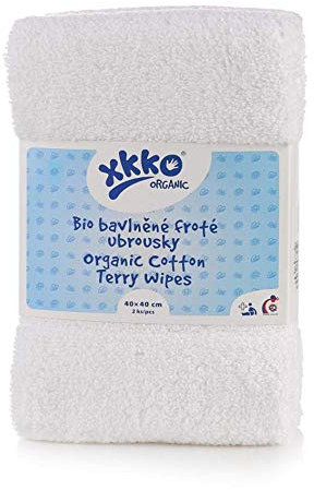 XKKO - Bio-Baumwolle - Prefolds faltbare Frotteetücher (40x40 cm) - 2 Stück Farbe Weiß