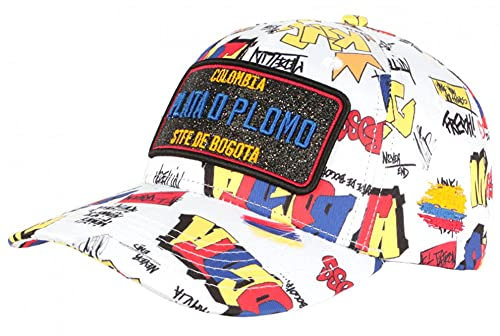 Plata o Plomo Baseball Cap weiß und Beue Strass Streetwear Never Colombia Baseball – Unisex Gr. 57, weiß
