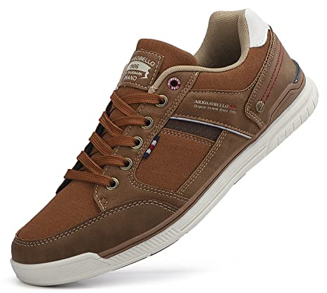TARELO Mens Trainers Casual Shoes Fashion Lace Up Walking Sneakers | Non-Slip, Lightweight,Comfortable Leather Canvas Business Shoes for Outdoor Sports Size UK7-11