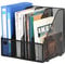 EasyPAG 4 Compartiments Métal Porte Revue Vertical Corbeilles à Courrier A4 Banette de Rangement Bureau Organisateur de Magazine Range Document Bannette Papier,Noir