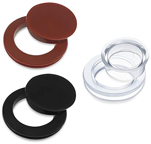 Yitexin 3 Farben 5,1 cm Schirmlochringe mit Lochabdeckungen, Silikon-Schirmringe für Terrassentische, Schirmlochringstopfen (Klar, Schwarz, Braun)