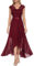 Bbonlinedress Rotes Kleid Damen Abendkleid elegant für Hochzeit Spitze Brautkleid Party Abschlusskleid lang Winter Ballkleid Dark Red S