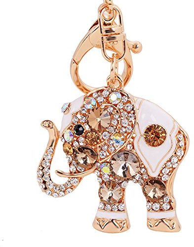Kristall Elafant Schlüsselanhänger für Damen Glitzer Strass Handtasche Tasche Charme Anhänger Glänzend Mode Taschenanhänger Bling Metall Auto Schlüsselbund Rucksack Anhänger Autoschlüssel Dekor