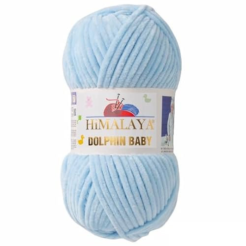 Strickfein Himalaya Dolphin Baby Wolle Garn Stricken Super Bulky (6), 100g Knäuel, 120m, Nadel 6.5mm (Hellblau)