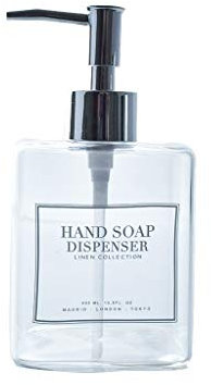 MERAXI Soap dispenser Glass Transparent Emulsion Dispenser Soap Dispenser, Refillable, Suitable for Bathroom Dressing Table or Kitchen Sink and Tabletop，400ml(13.5oz) Emulsion dispenser