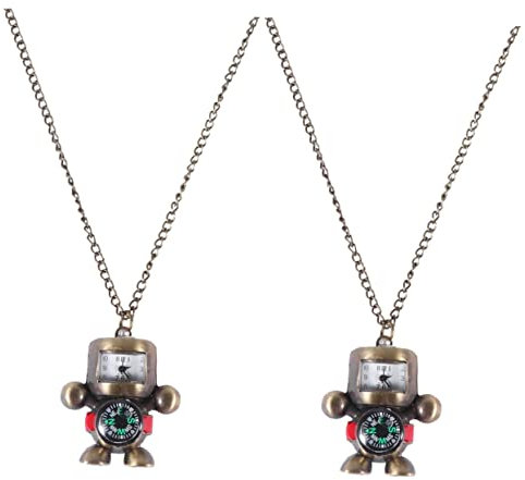 Gatuida 2stücke Compass Robot Multifunktions-taschenuhr Mit Schlüsselanhänger Im Halsketten-Stil Stilvolle Und Praktische Uhr Mit Integriertem Kompass Für Outdoor-aktivitäten Leicht