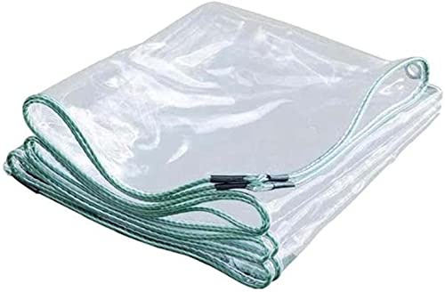 LEOSXA Tarp Cover Waterproof 4x4m, Transparent Tarp with Grommets, Transparent Tarpaulin Waterproof Heavy Duty, Clear Tarps with Grommets, Outdoor Cover and Camping Use