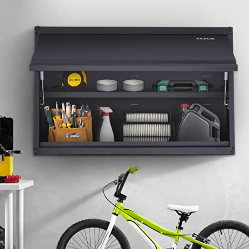 VEVOR Werkstatt Wandschrank 77 x 31,8 x 50 cm Hängeschrank 108 kg Gesamtkapazität (2 Regale) Werkstattschrank aus 0,6 mm dickem SPCC-Stahlplatte Ideal als Vorratsschrank, Werkzeugschrank, Büroschrank