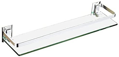 AKAZI Badezimmer-Glasregal Badezimmerregal Wandmontiertes Glasregal Gehärtetes Glas mit Geländerraum Aluminium gebürstetes Finish (Size : 600 * 120 * 70mm) (600 * 120 * 70mm 600 * 120 * 70mm)