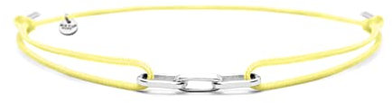 Nato Cuff - Bracelet Links Argent 925 et Nylon - Fait Main en France - Ajustable- Bijou Homme ou Femme (Jaune)