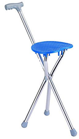 Gehstock mit Sitz Gehstock Hocker Faltbarer tragbarer Gehstock Stuhl Stockkrücken für ältere Menschen,Grau It's so Kind of You