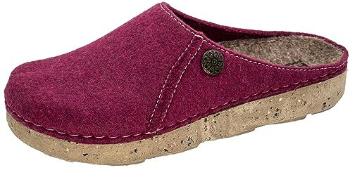 Fischer Damen Hausschuh Filz Pantoffel Plateau Florale Zierniete 636300, Größe:38 EU, Farbe:Pink