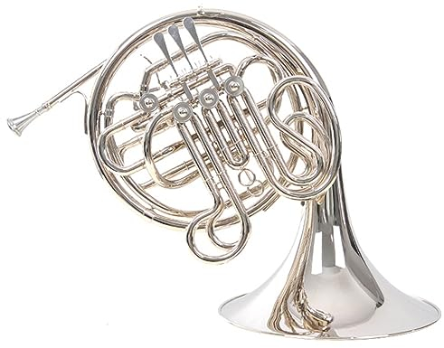 F/B-Doppel-Waldhorn, vernickelt, 4 Tasten, Doppel-Waldhorn, einteiliger Schallbecher, Doppelhorn, versilbert, mit Etui, Mundstück