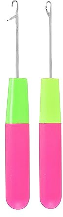 Latch Hook Crochet Needle, 2Pcs Latch Hook Tool,Big Crochet Needle 5.0mm(0.2inch),Small Crochet Needle3.8 mm(0.15inch) (Green+Pink)