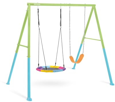 Intex - 44125 - Portique Balançoire 2 Agrès Nid D'oiseau Balançoire Couleurs