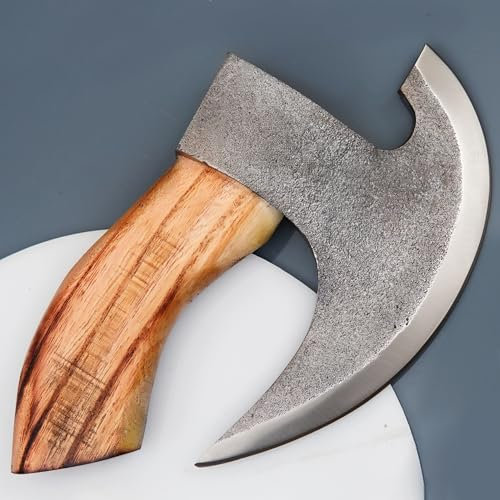 RISING CRAFTS Handmade Viking Pizza Cutter Pizza Axe | Authentic Medieval Pizza Slicer with Ash Wooden Handle & Leather Sheath | Novelty Kitchen Tools for Pizza, Crust Cutting, and More