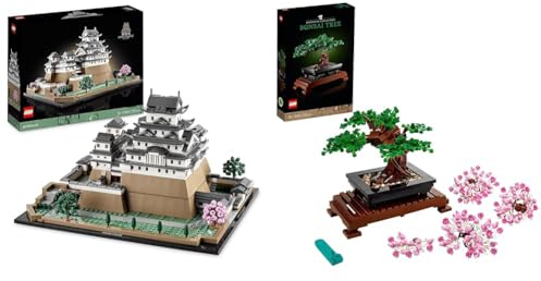 LEGO Architecture Burg Himeji, Modellbausatz für Erwachsene, Wahrzeichen-Kollektion & Icons Bonsai Baum Set für Erwachsene, Pflanzen Home Deko Set mit Blumen